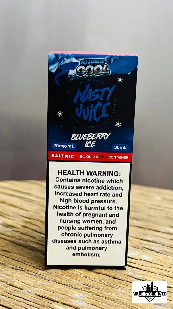 Nasty Juice Saltnic 20mg 30ml e-liquid bottle, Super Cool Blueberry Ice
